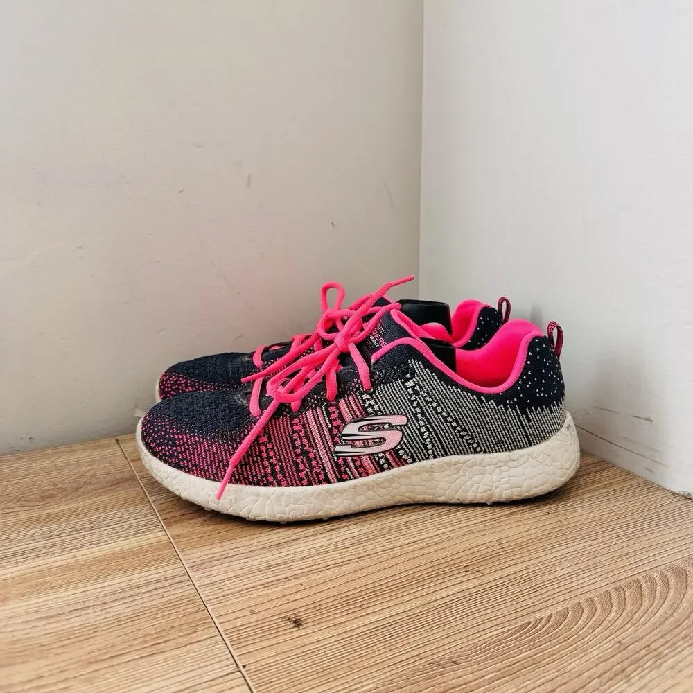 Skechers Burst Ellipse Pink And Black Sneakers Womens Size 10
